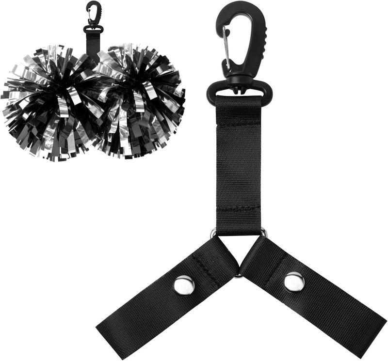 CEELGON Pom Pom Holder Hanger with Snap Button for Backpack Cheerleader Team Tags Cheer Bag Strap Accessories Cheerleading Essentials (Black) - Image 1